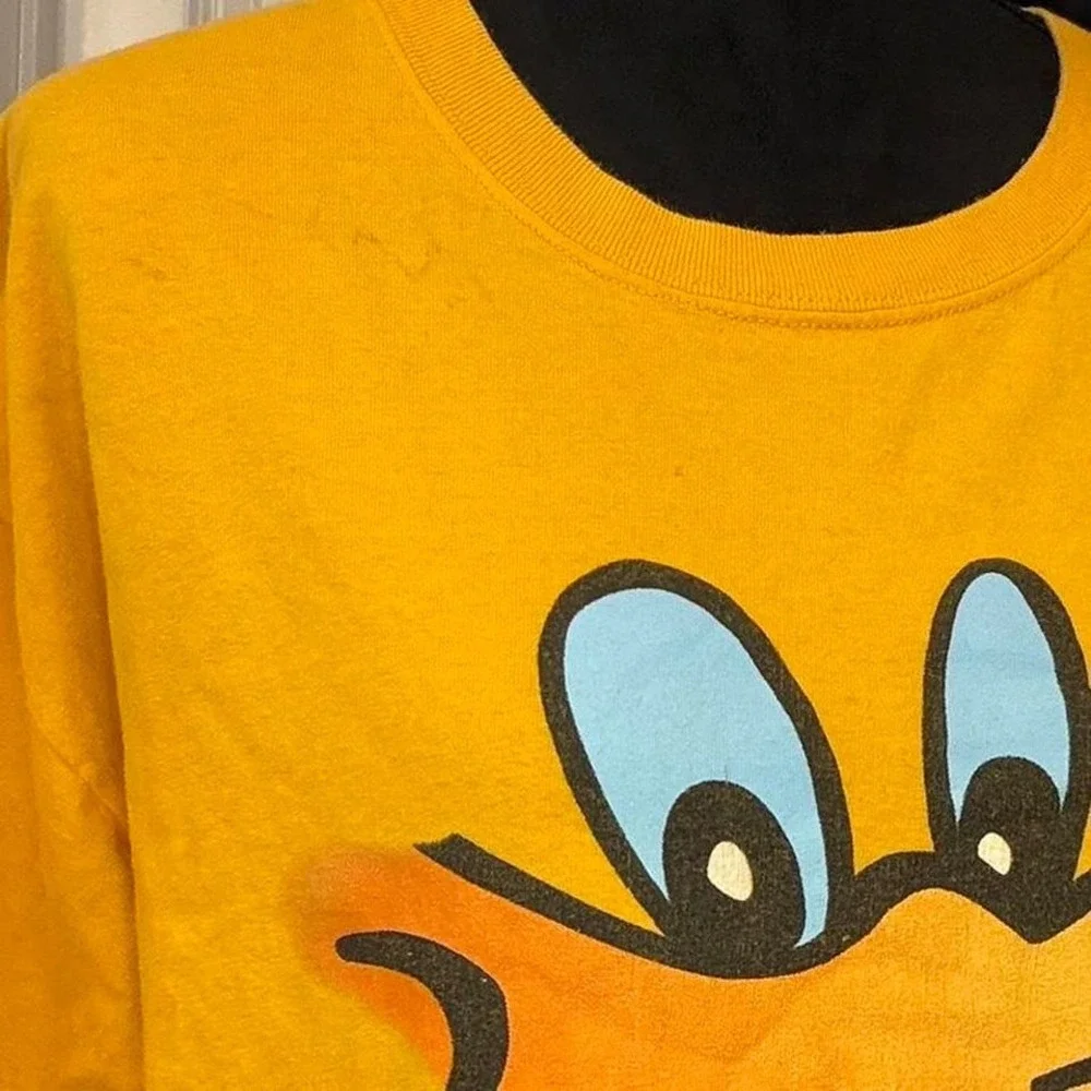Yellow Cartoon Duck Face Graphic T-Shirt Anvil Pre-Shrunk XL‎